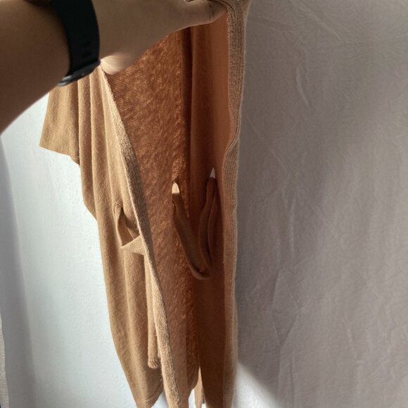 ANTHROPOLOGIE Saturday Sunday Lucia Tied Kimono Wrap Cardigan Poncho Cape Tan - Picture 6 of 7